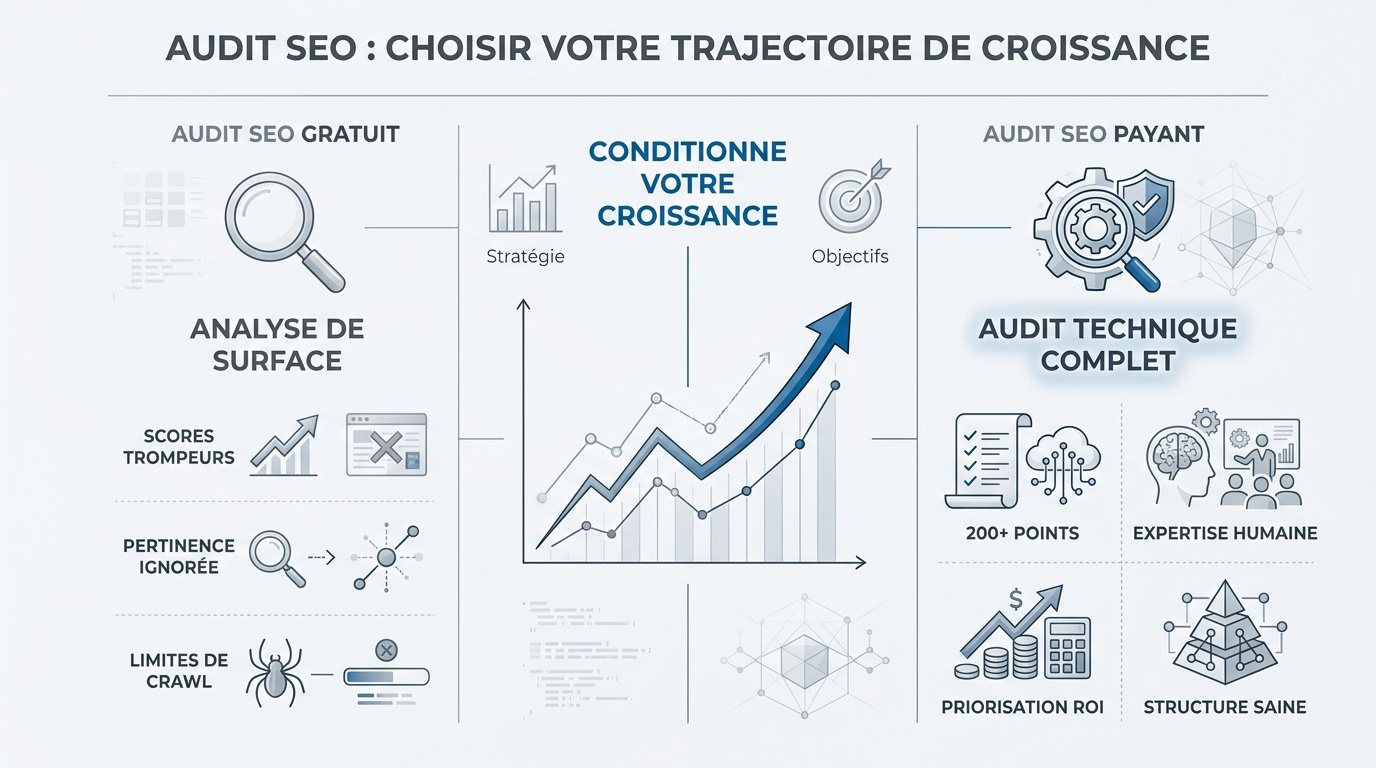Comparaison entre un audit SEO gratuit automatisé et un audit SEO payant stratégique pour PME